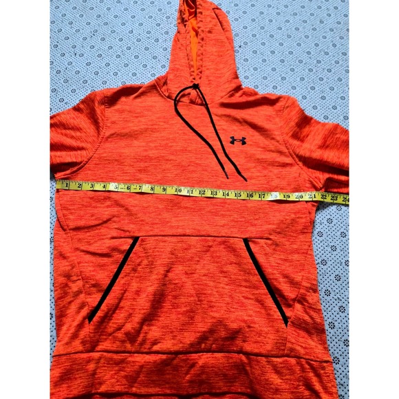 Under Armour Orange Heathered Fleece Hoodie‎ ColdGear Pullover Size MD - Picture 3 of 7